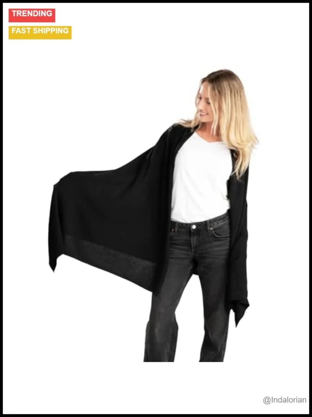 100% Cashmere Travel Wrap Scarf Shawl Oversized Lightweight 7-Gauge